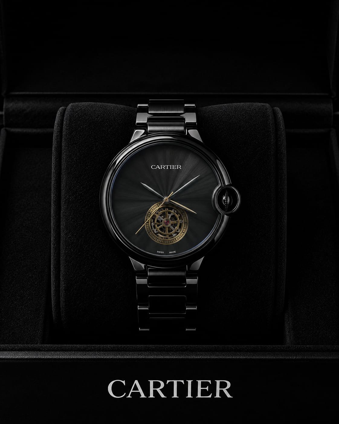 Cartier Tourbillon Metal Black Watch
